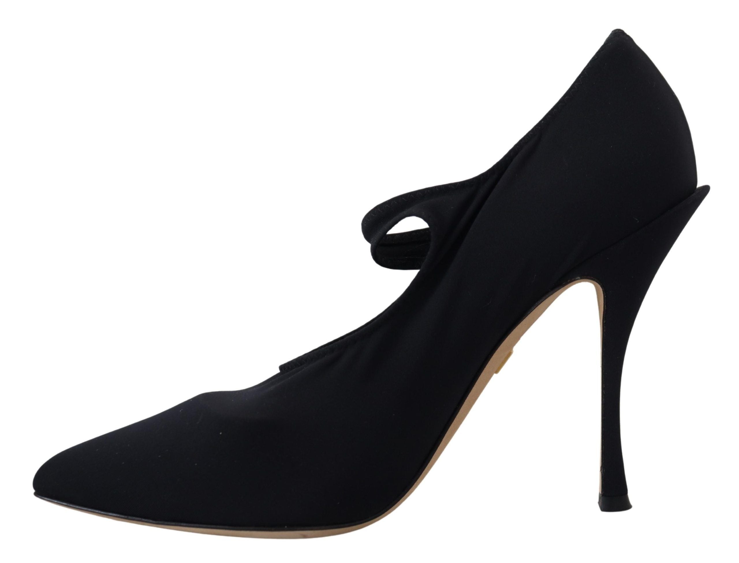 Dolce & Gabbana Black Socks Stretch Crystal Pumps Women's Shoes