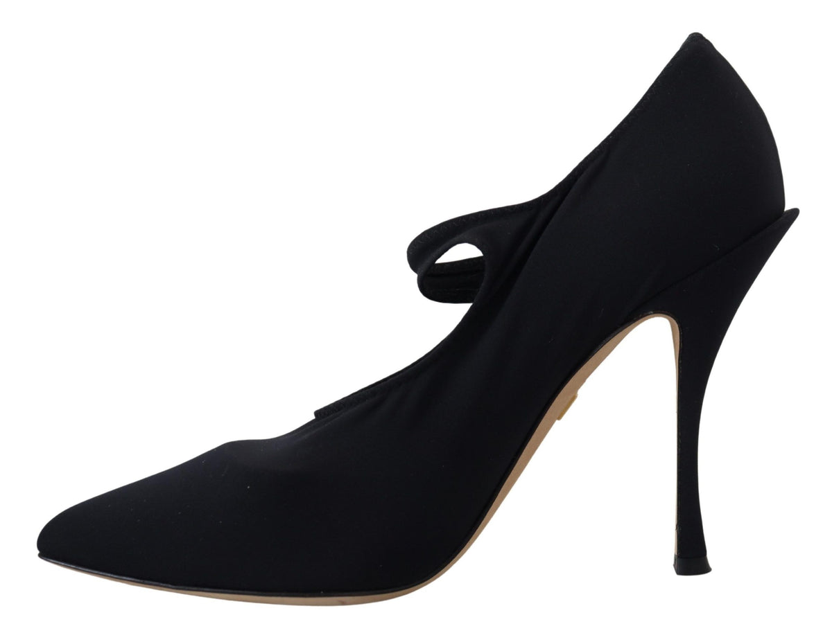 Dolce & Gabbana Black Socks Stretch Crystal Pumps Women's Shoes