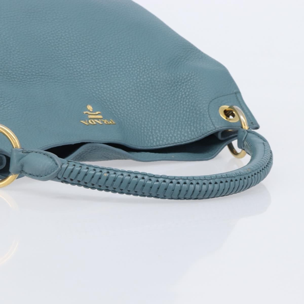 Prada Rolled Hobo Vitello Daino Blue Leather Shoulder Bag Bag (Pre-Owned)