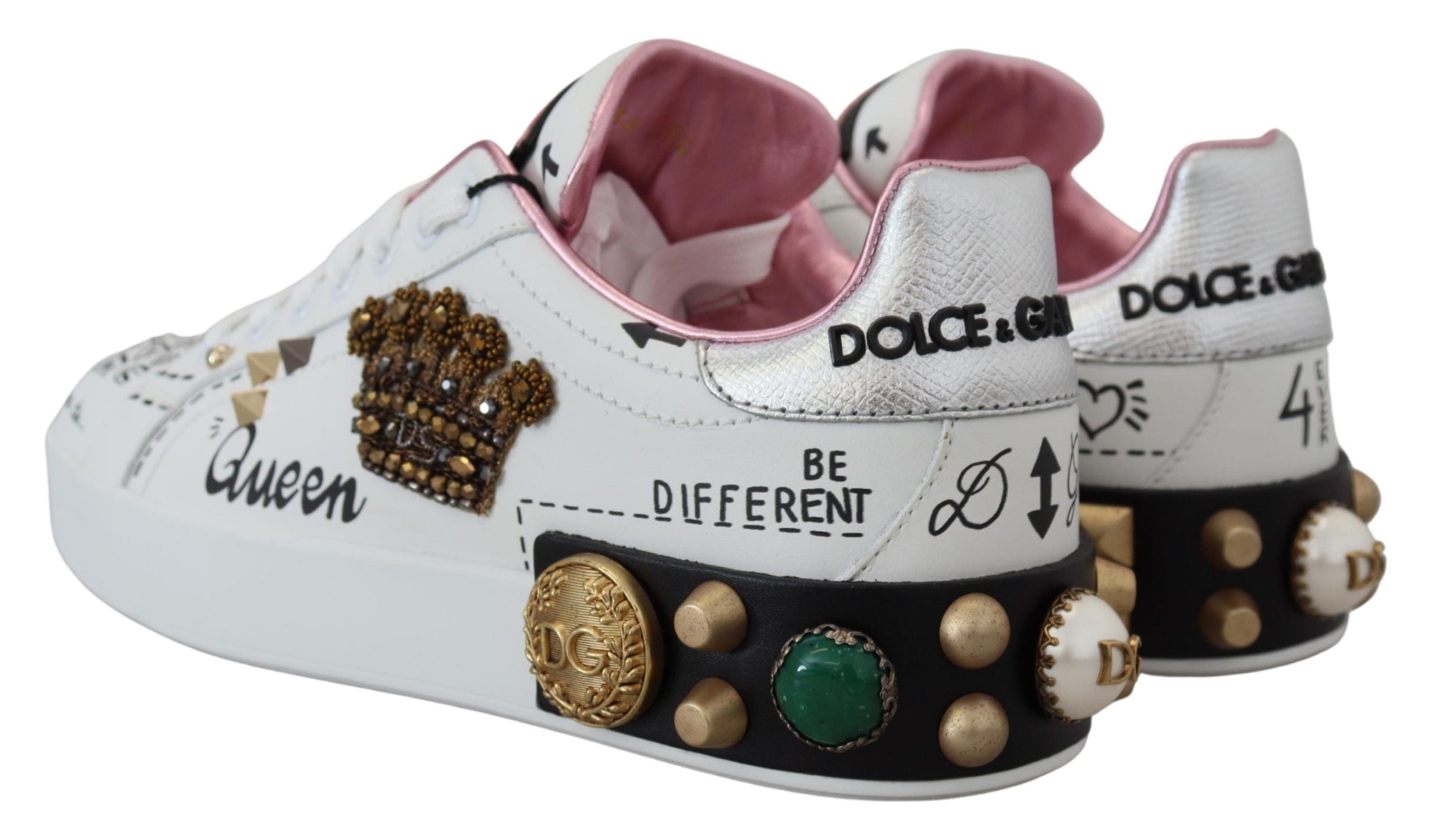 Dolce & Gabbana Queen Crown Chic Leather Women's Sneakers