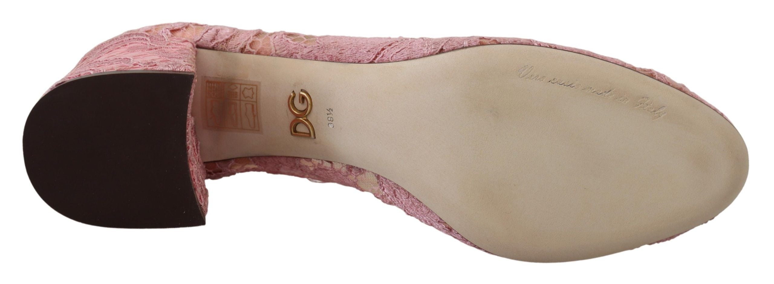 Dolce & Gabbana Pink Taormina Lace Crystal Pumps Pastel Women's Shoes