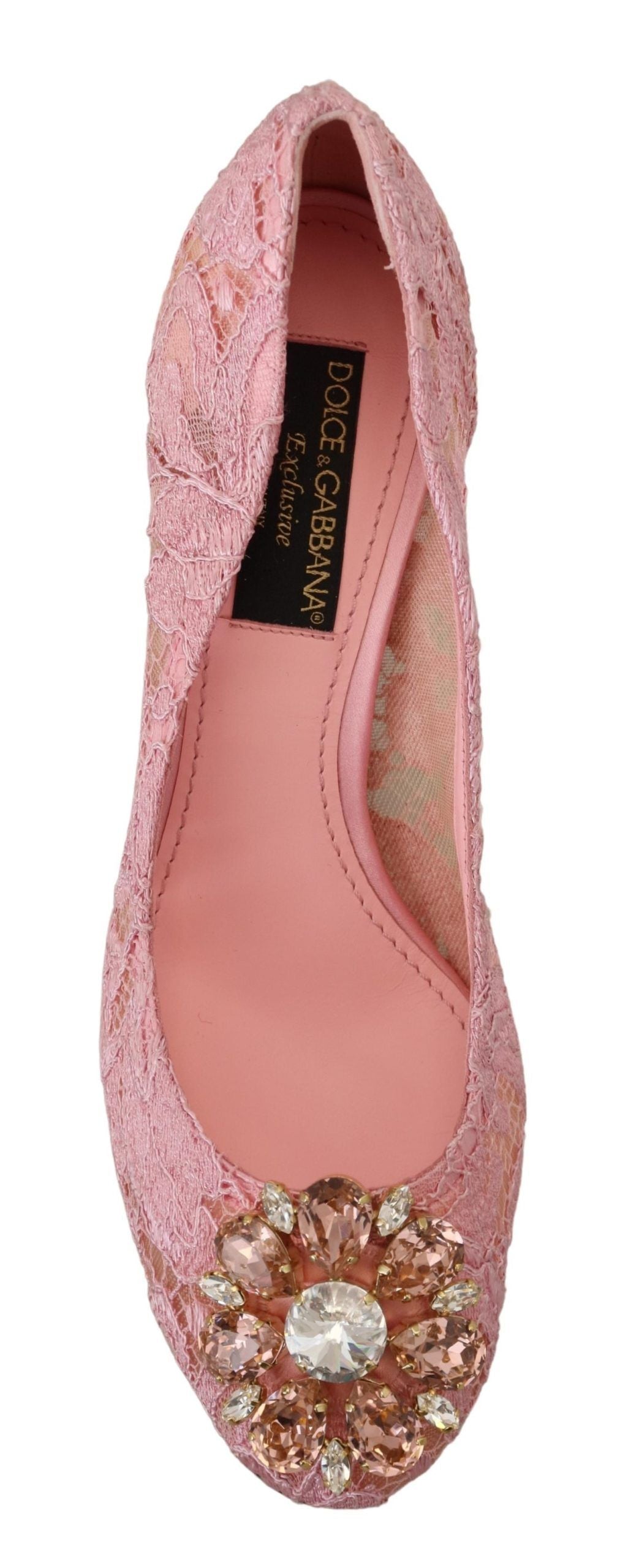 Dolce & Gabbana Pink Taormina Lace Crystal Pumps Pastel Women's Shoes