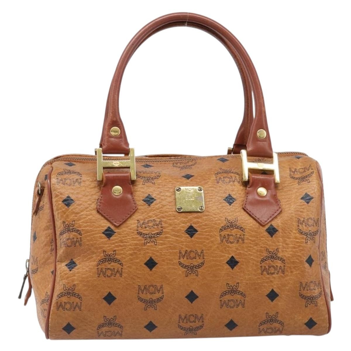 MCM Visetos Logogramme Leather Brown Leather Handbag (Pre-Owned)