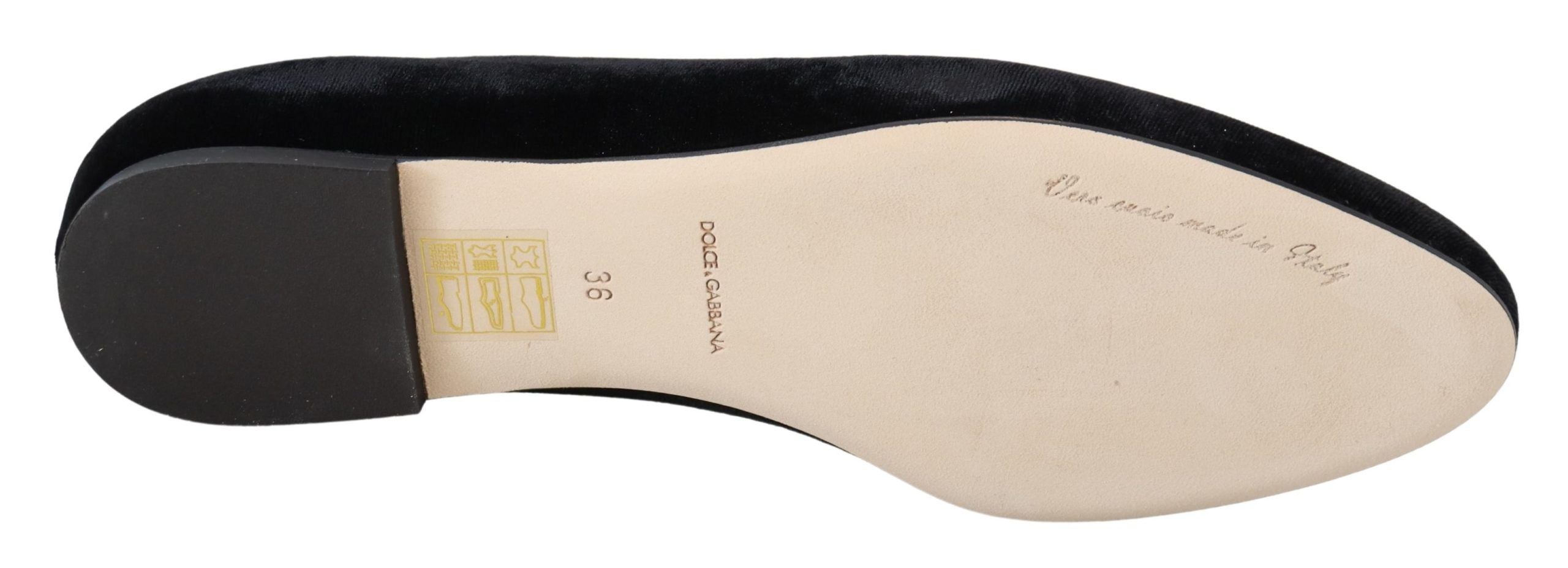 Dolce & Gabbana Black Velvet Slip Ons Loafers Flats Women's Shoes