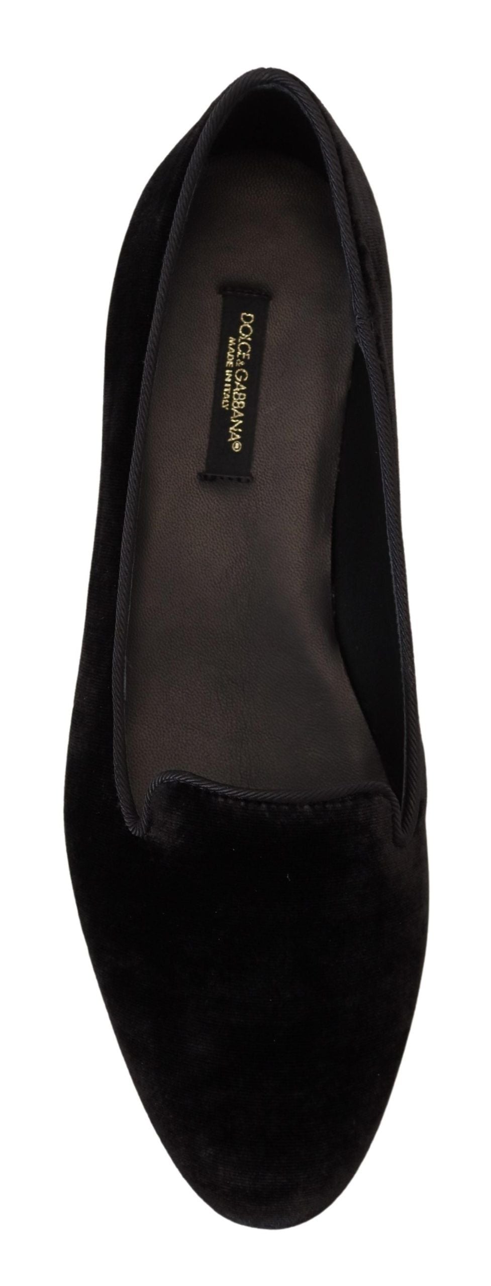 Dolce & Gabbana Black Velvet Slip Ons Loafers Flats Women's Shoes