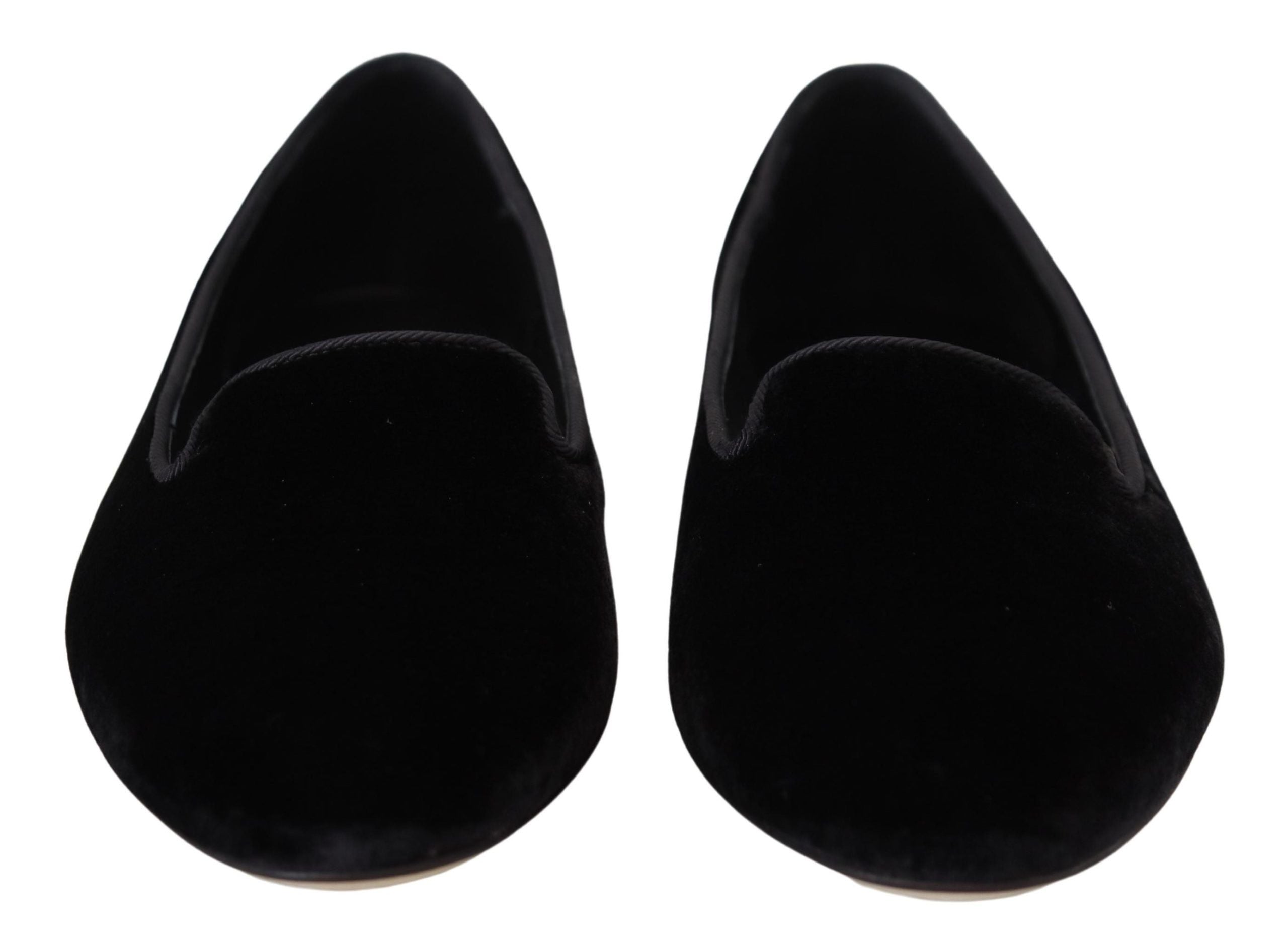 Dolce & Gabbana Black Velvet Slip Ons Loafers Flats Women's Shoes