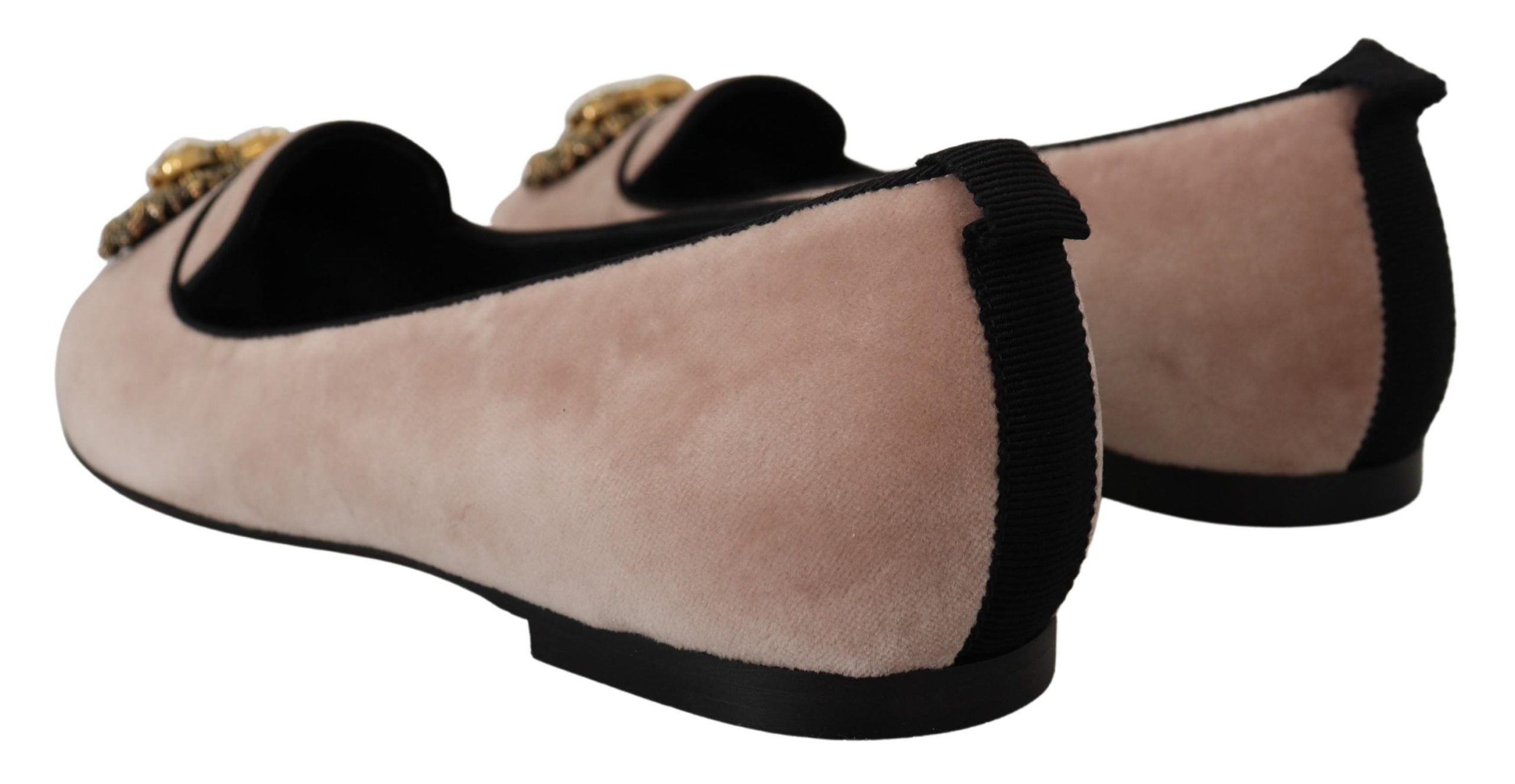 Dolce & Gabbana Pink Velvet Slip Ons Loafers Flats Women's Shoes
