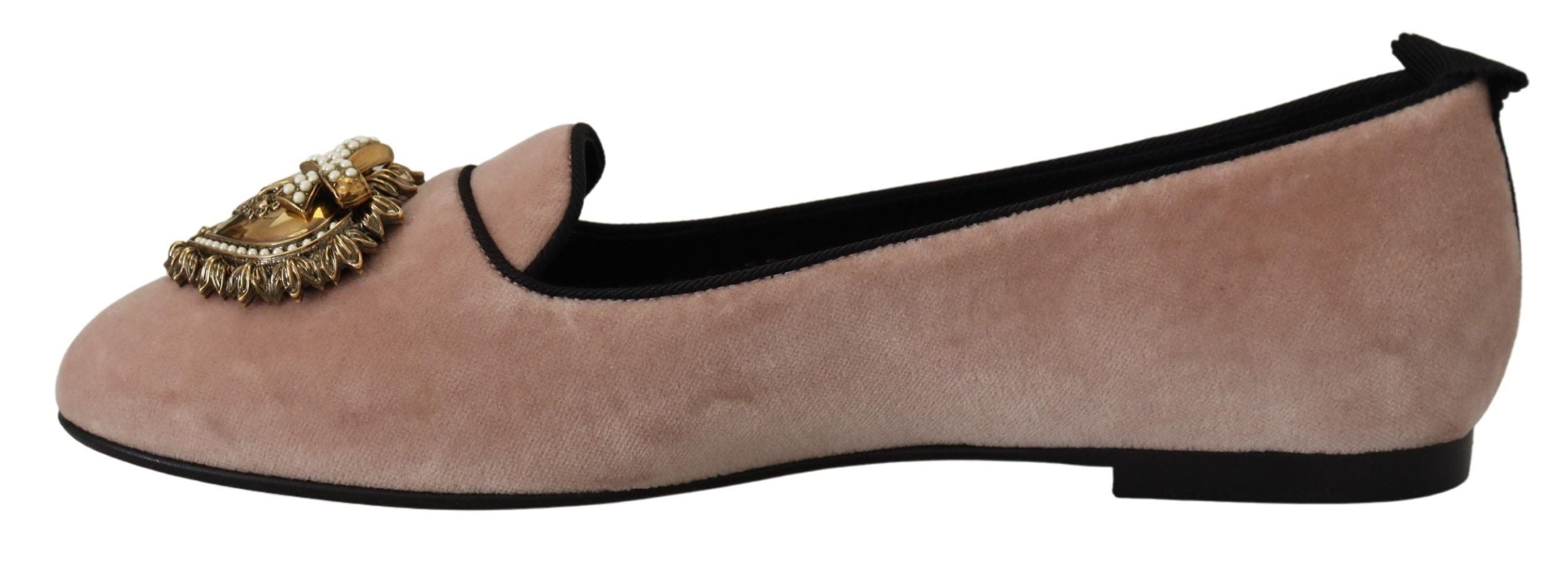 Dolce & Gabbana Pink Velvet Slip Ons Loafers Flats Women's Shoes