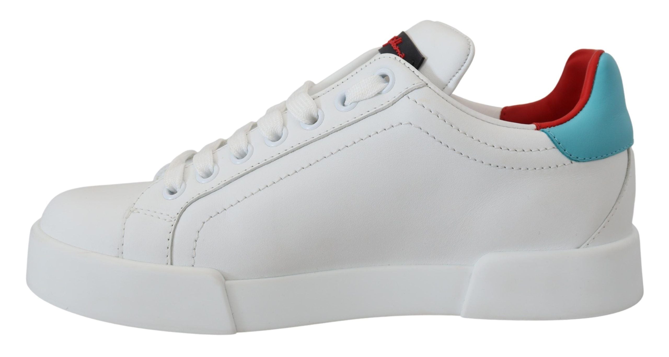 Dolce & Gabbana White Leather Sneaker Portofino Logo Heart Women's Shoes