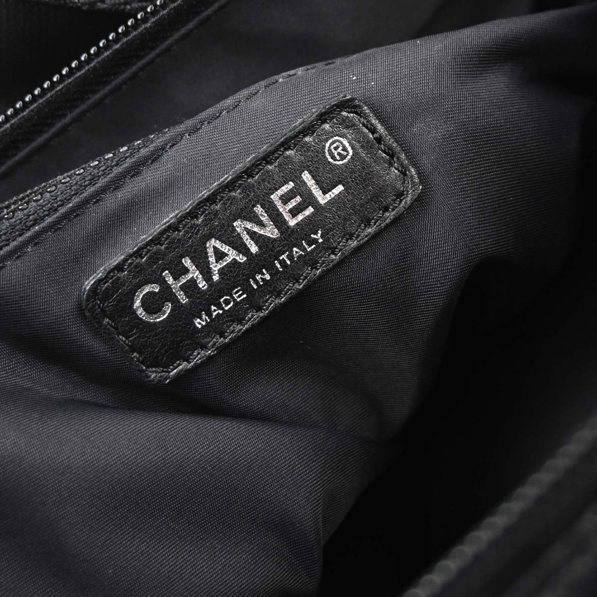 Chanel Biarritz Tote Quilted Coated Canvas Black Canvas Tote Bag Bag (Pre-Owned)