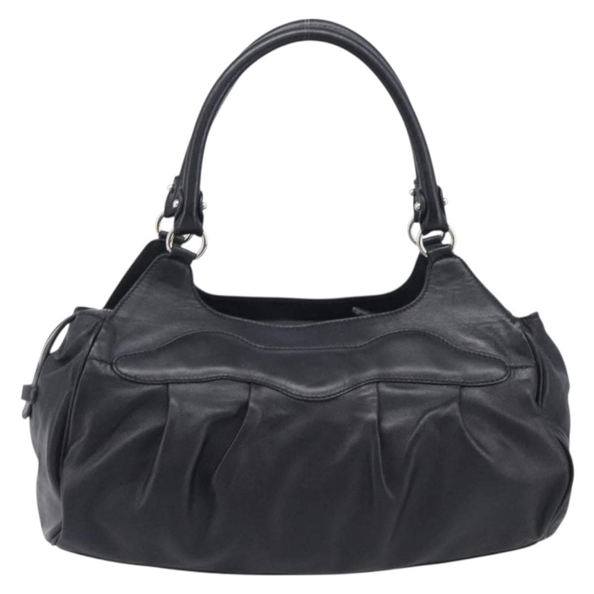 Salvatore Ferragamo Gancini Leather Black Leather Handbag (Pre-Owned)