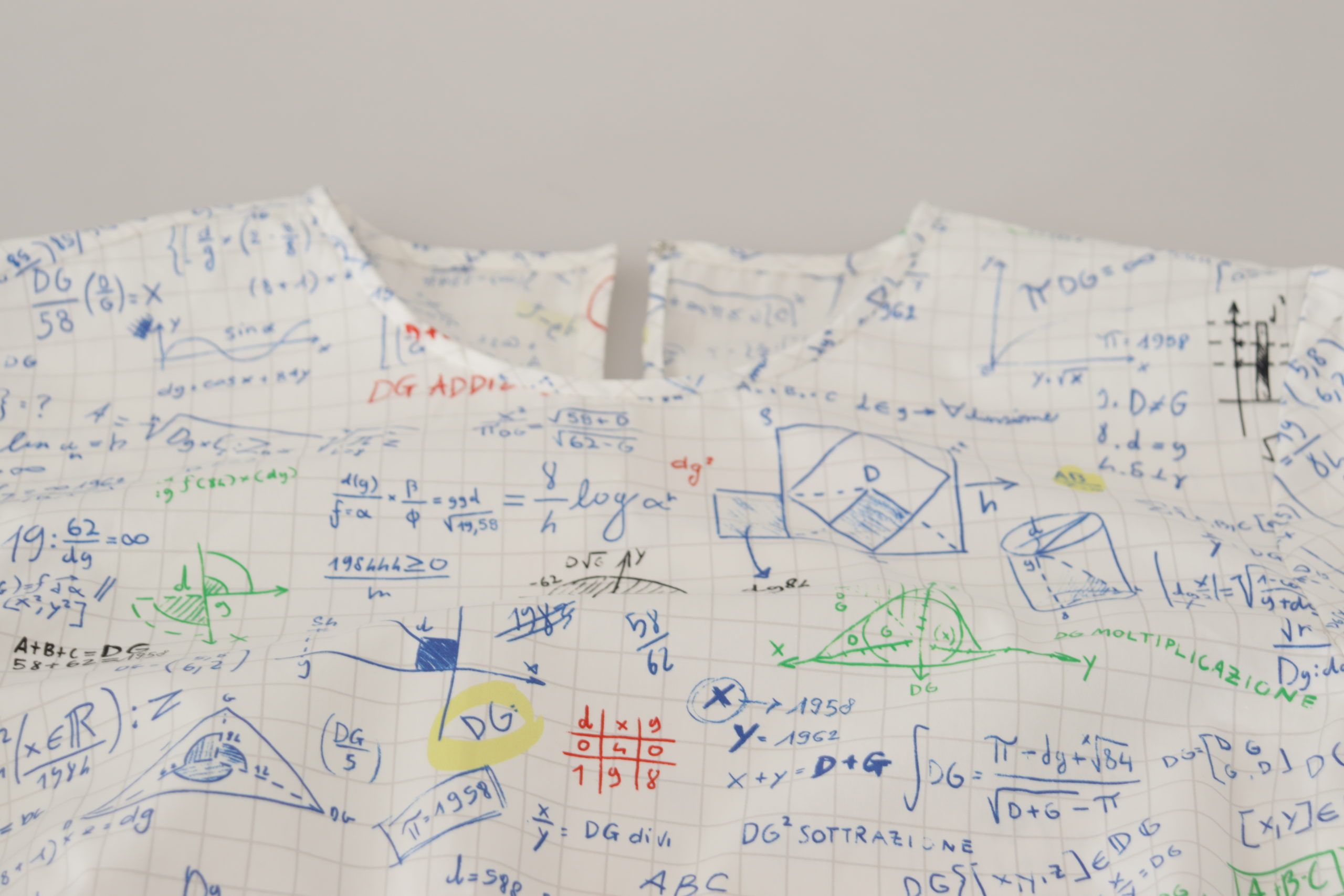 Dolce & Gabbana White Cotton Algebra Print Short Sleeves Women's Top