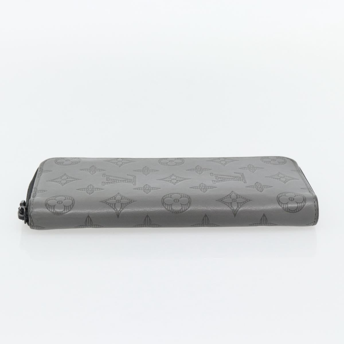 Louis Vuitton Zippy Wallet Vertical Monogram Shadow Leather Gray Leather Wallets Accessory (Pre-Owned)