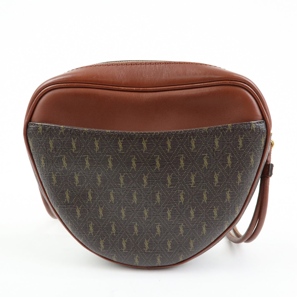 Saint Laurent Le Monogramme Coeur Monogram All Over Coated Canvas And Leather Brown Canvas Handbag (Pre-Owned)