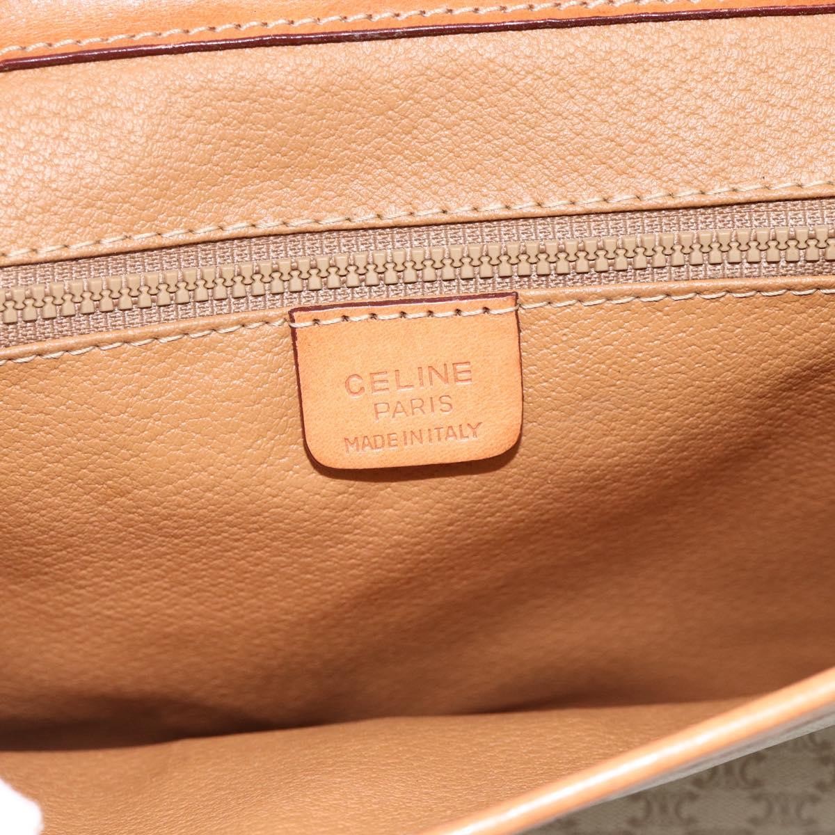Celine Vintage Macadam Circle Logo Canvas And Leather Beige Canvas Shoulder Bag Bag (Pre-Owned)