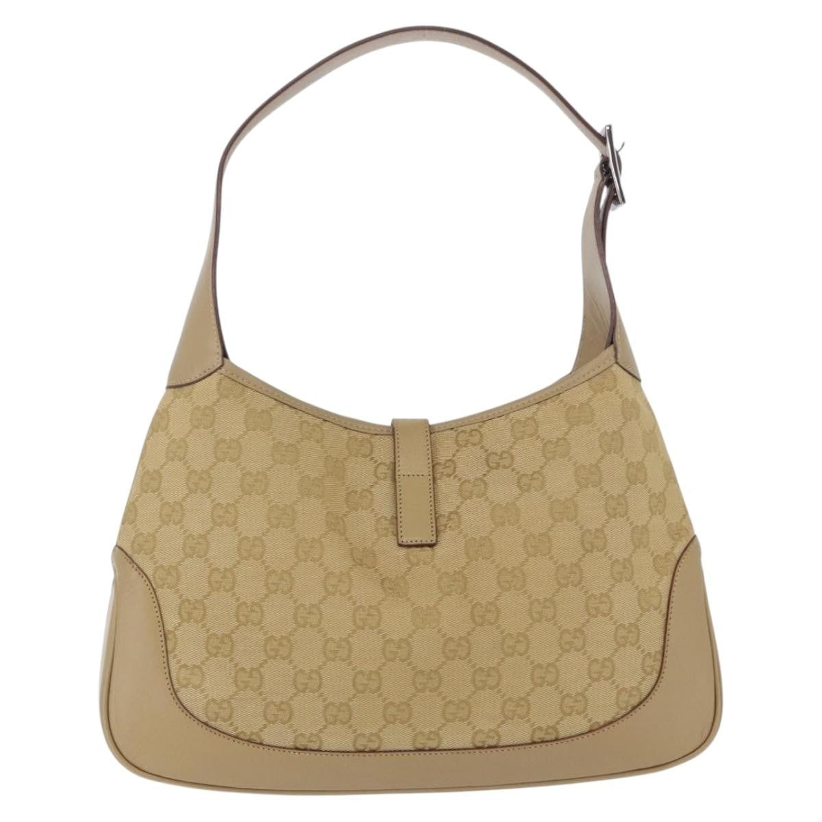 Gucci Jackie Canvas Beige Canvas Handbag (Pre-Owned)