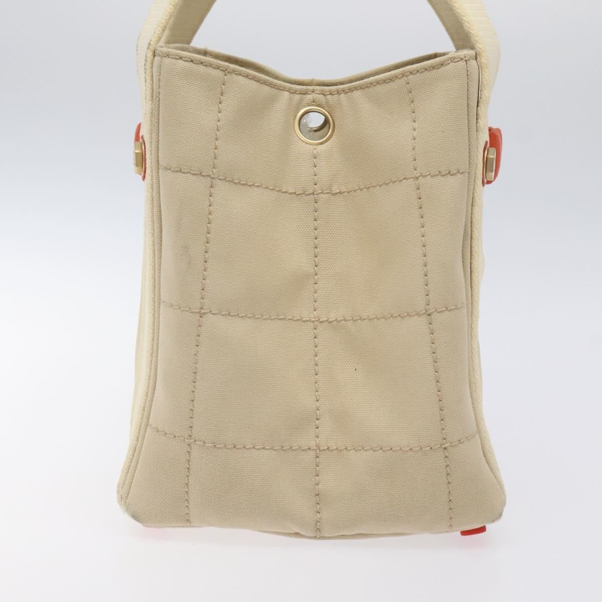 Chanel Chocolate Bar Coco Mark Canvas Beige Canvas Handbag (Pre-Owned)