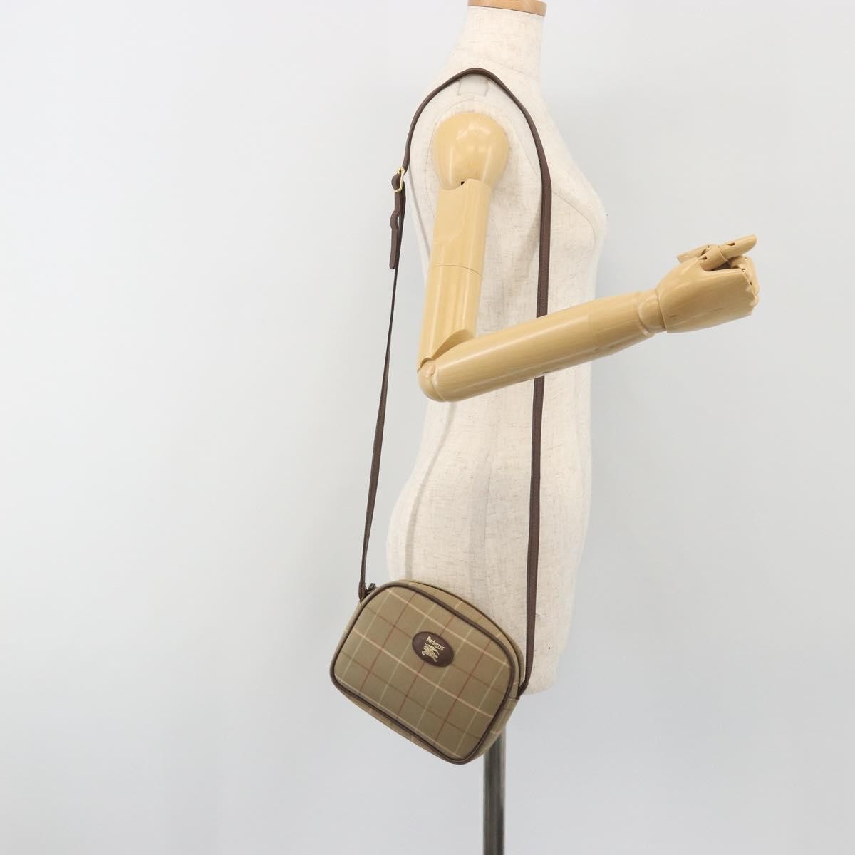 Burberry Nova Check Shoulder Bag Canvas Beige Canvas Shoulder Bag Bag (Pre-Owned)