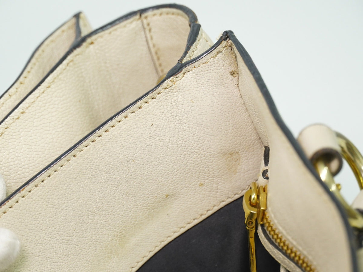 Miu Miu Madras Convertible Lock Leather Beige Leather Tote Bag Bag (Pre-Owned)