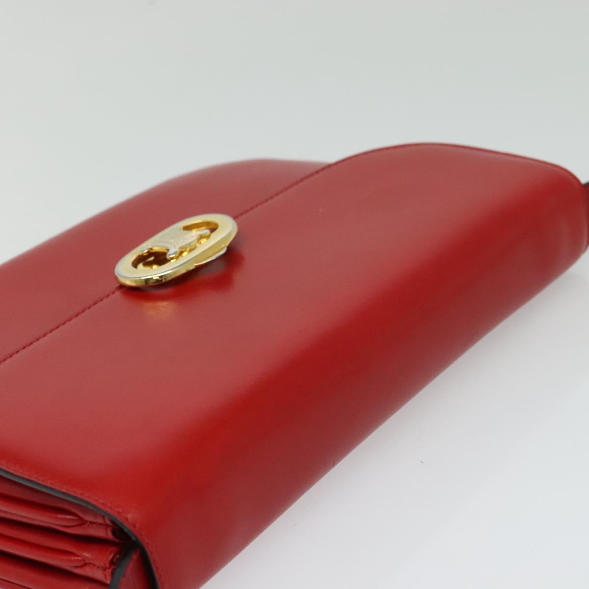 Celine Vintage Triomphe Shoulder Leather Red Leather Shoulder Bag Bag (Pre-Owned)