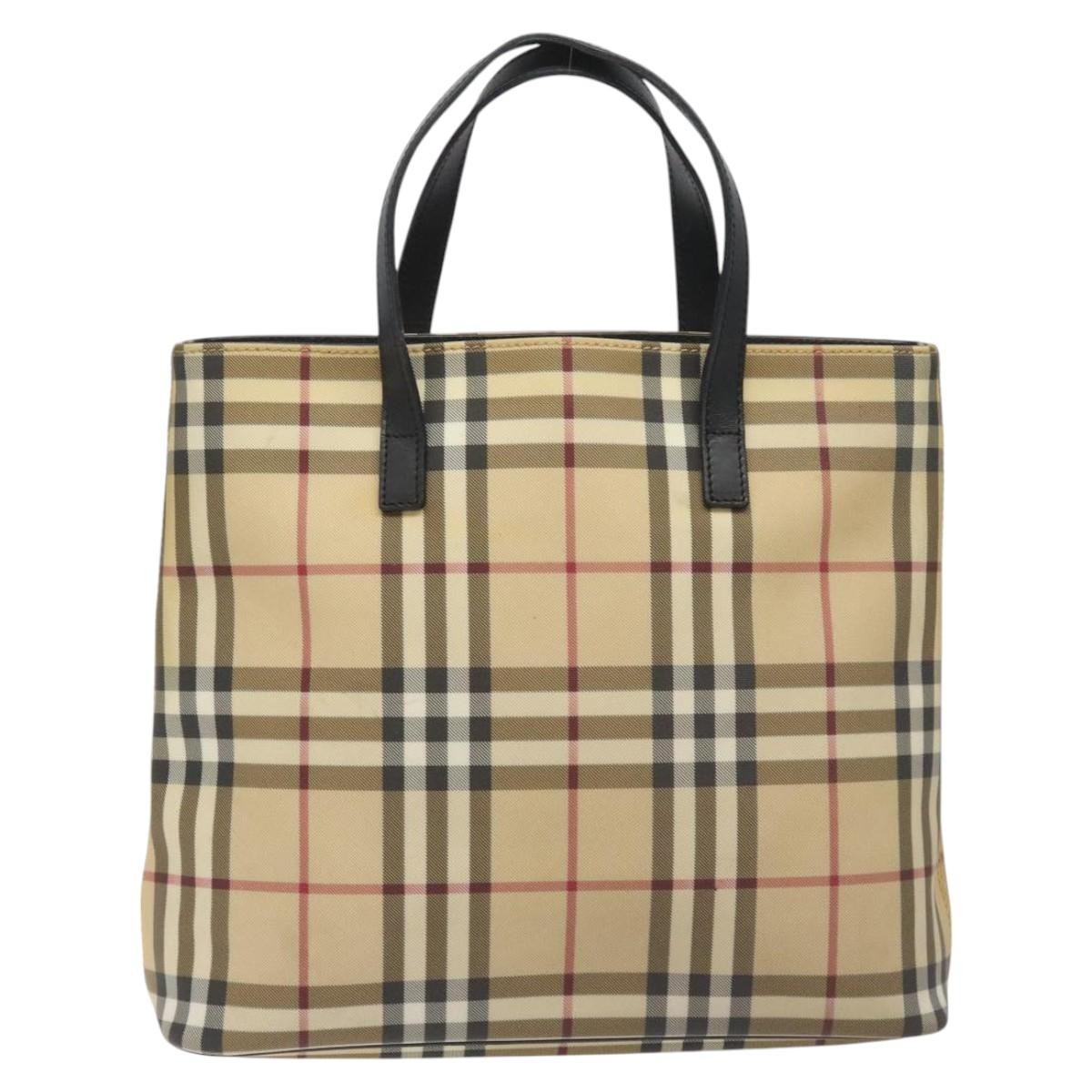 Burberry Nova Check Tote Canvas Check Pattern Beige Canvas Tote Bag Bag (Pre-Owned)