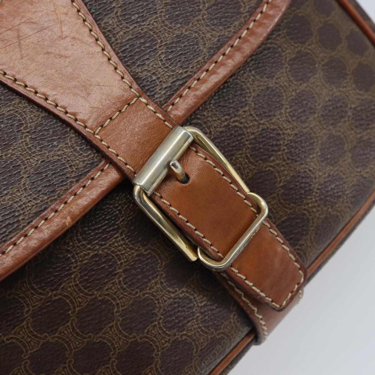 Celine Vintage Macadam Canvas And Leather Brown Pvc Shoulder Bag Bag (Pre-Owned)