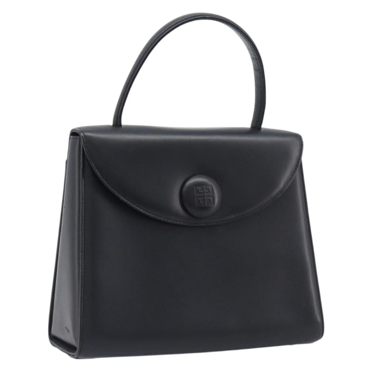 Valentino Garavani Top Handle Flap Leather Black Leather Handbag (Pre-Owned)