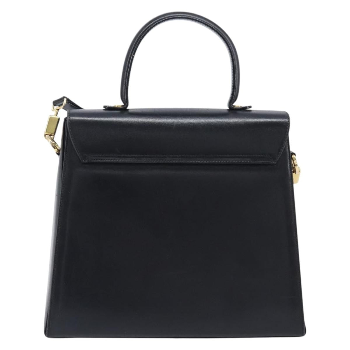 Salvatore Ferragamo Convertible Top Handle Leather Black Leather Handbag (Pre-Owned)