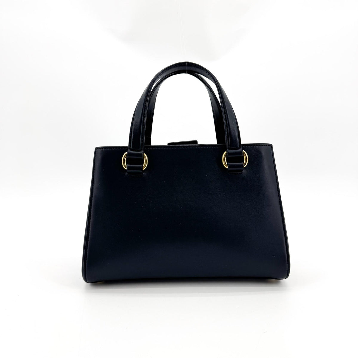 Gucci Sylvie Top Handle Leather Black Leather Handbag (Pre-Owned)