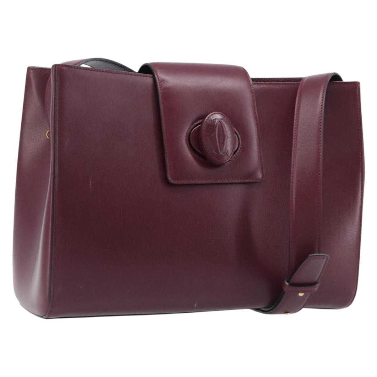 Cartier Must De Cartier Leather Burgundy Leather Shoulder Bag Bag (Pre-Owned)