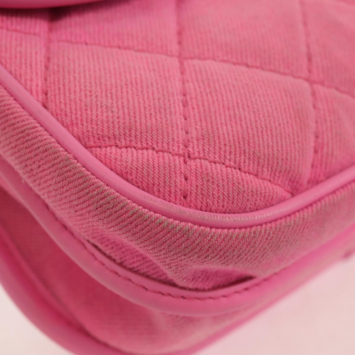 Chanel Flap Messenger Quilted Denim Pink Canvas Shoulder Bag Bag (Pre-Owned)