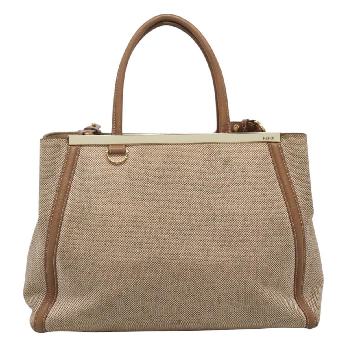 Fendi 2Jours Canvas Beige Canvas Tote Bag Bag (Pre-Owned)