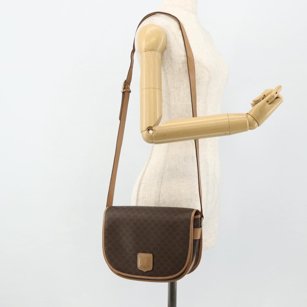 Celine Vintage Macadam Canvas And Leather Brown Canvas Shoulder Bag Bag (Pre-Owned)