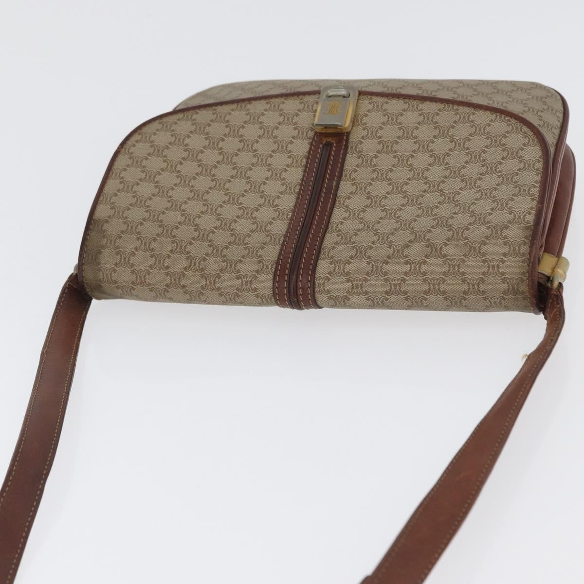 Celine Vintage Macadam Canvas And Leather Beige Canvas Shoulder Bag Bag (Pre-Owned)