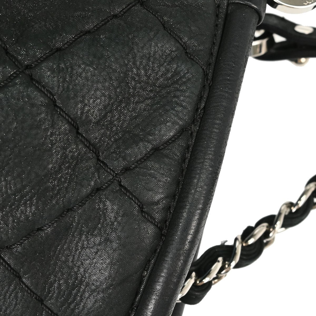 Chanel Cc Sea Hit Quilted Iridescent Calfskin Black Leather Tote Bag Bag (Pre-Owned)