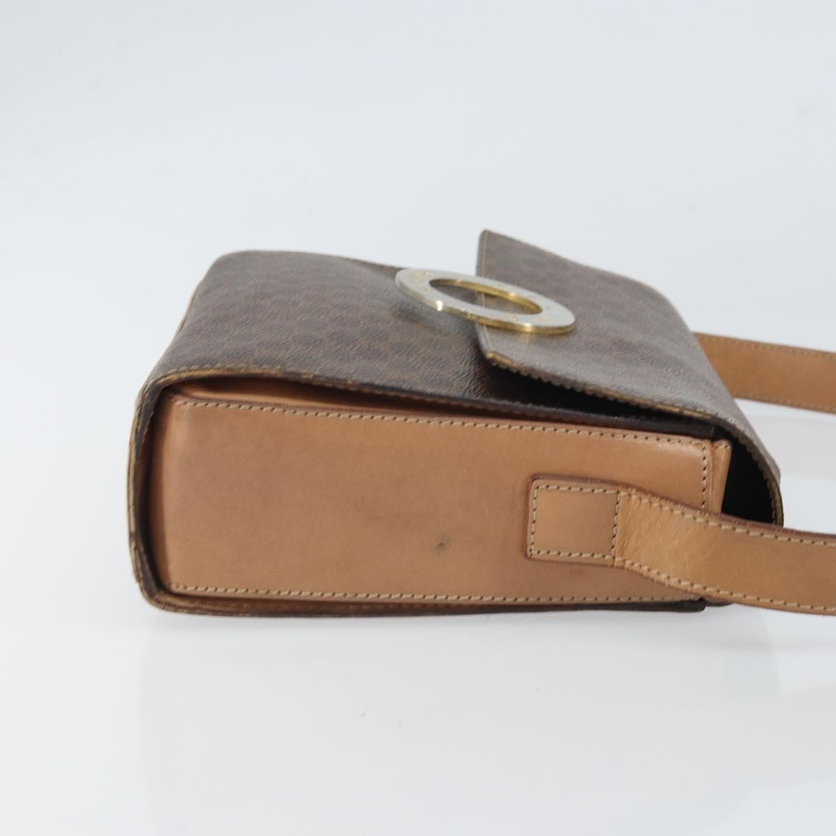Celine Vintage Macadam Circle Logo Canvas And Leather Brown Canvas Shoulder Bag Bag (Pre-Owned)