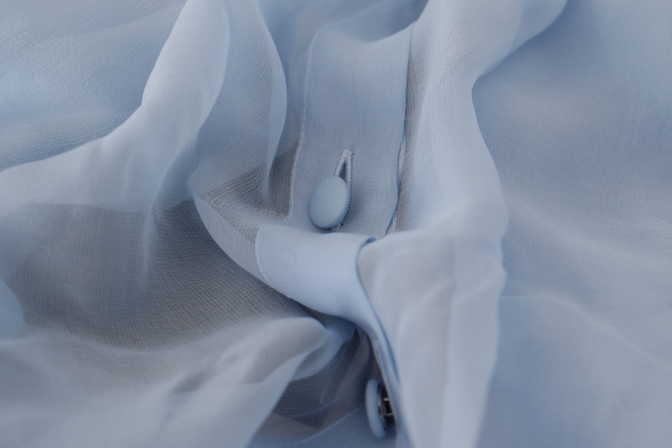 Dolce & Gabbana Light Blue Silk Ascot Collar Long Sleeves Women's Top