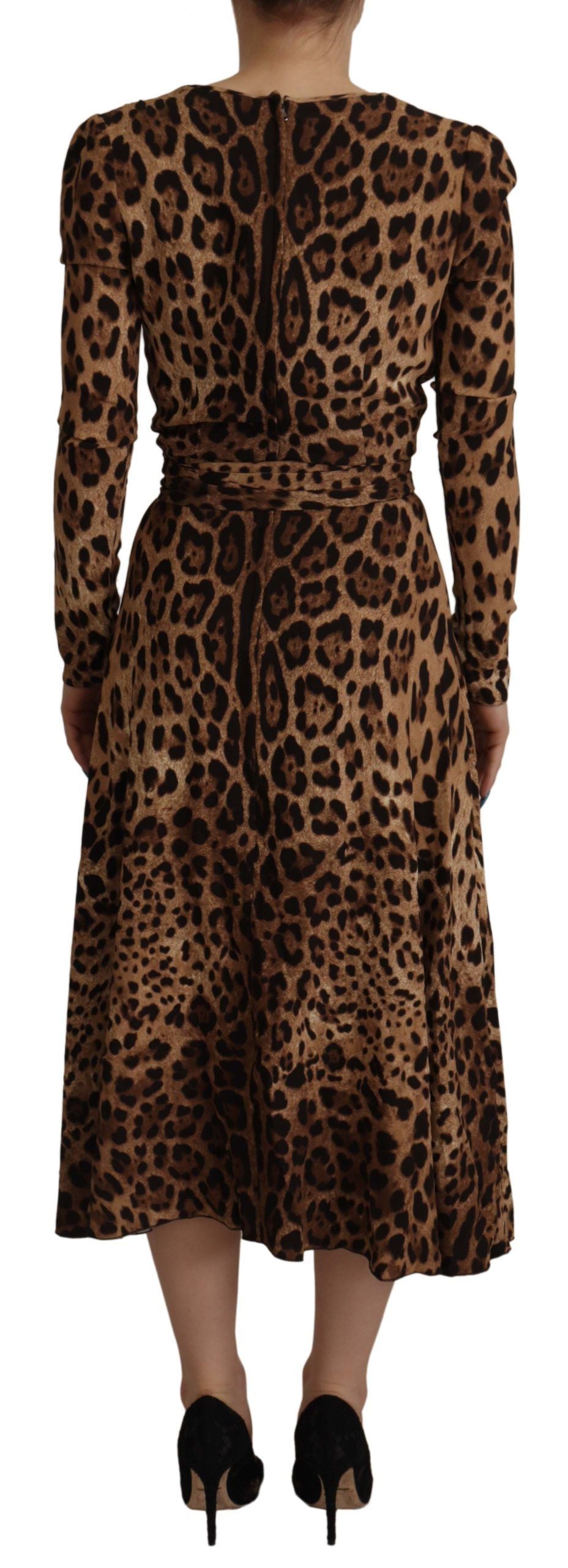 Dolce & Gabbana Brown Leopard Wrap A-line Maxi Viscose Women's Dress