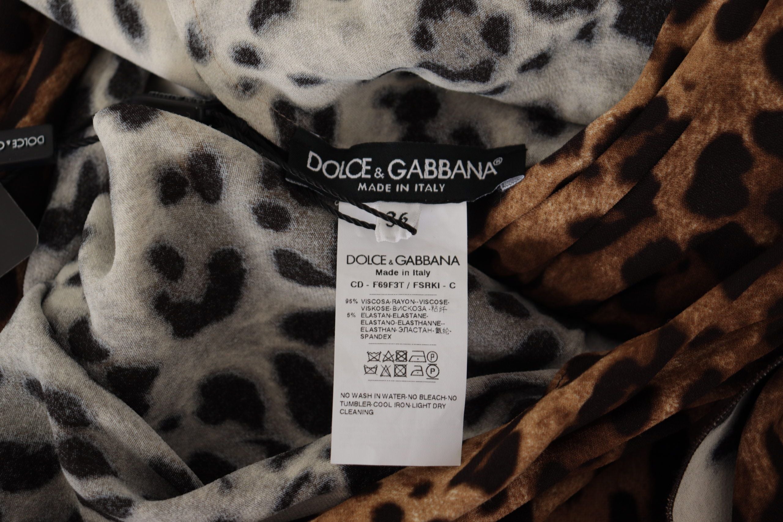Dolce & Gabbana Brown Leopard Wrap A-line Maxi Viscose Women's Dress