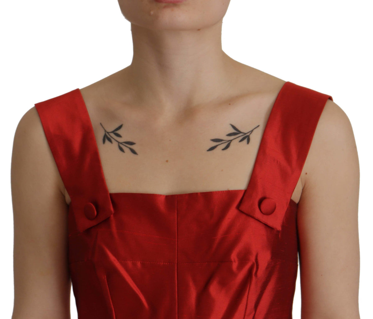 Dolce & Gabbana Red A-line Pleated Satin Silk Women's Dress