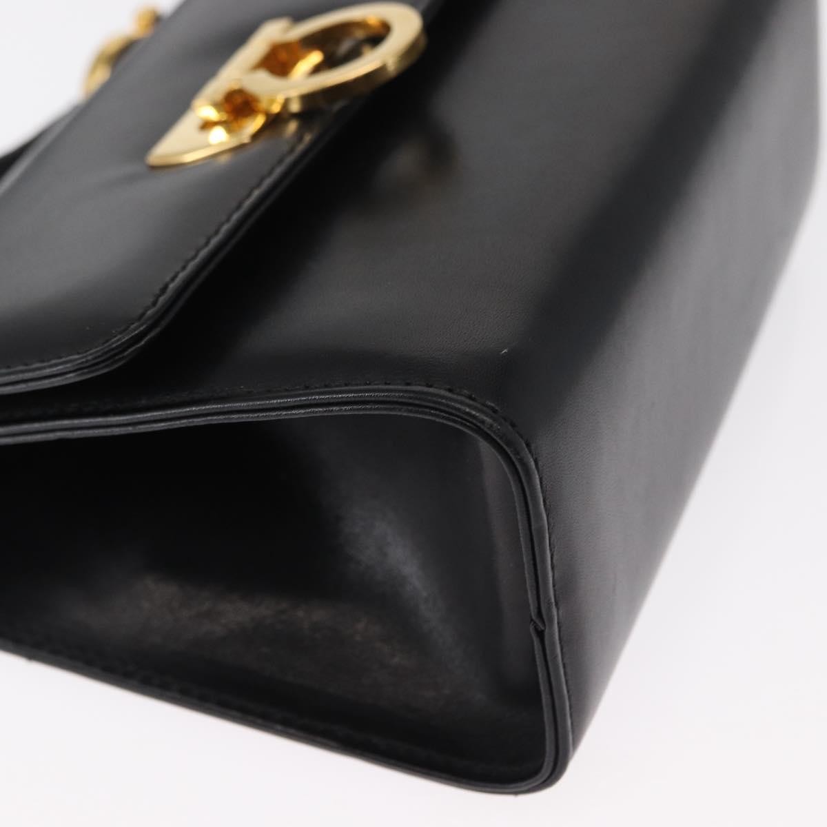 Salvatore Ferragamo Gancini Flap Leather Black Leather Shoulder Bag Bag (Pre-Owned)
