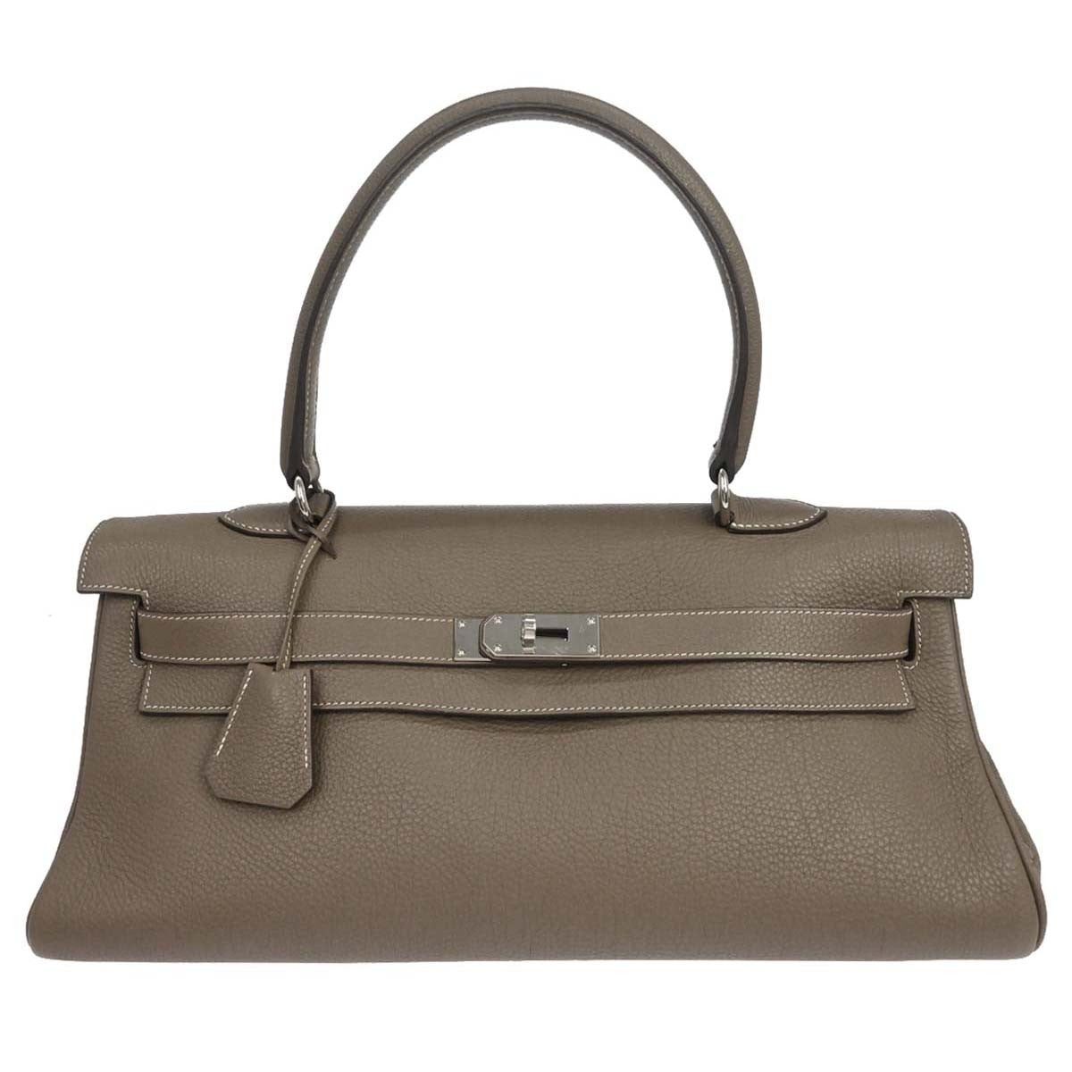 Hermes Shoulder Kelly Clemence Gray Leather Handbag (Pre-Owned)
