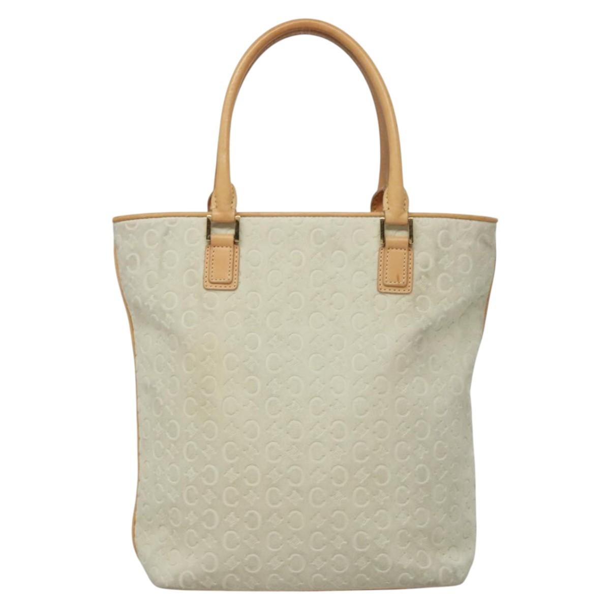 Celine Vintage Macadam C Macadam Suede White Suede Tote Bag Bag (Pre-Owned)