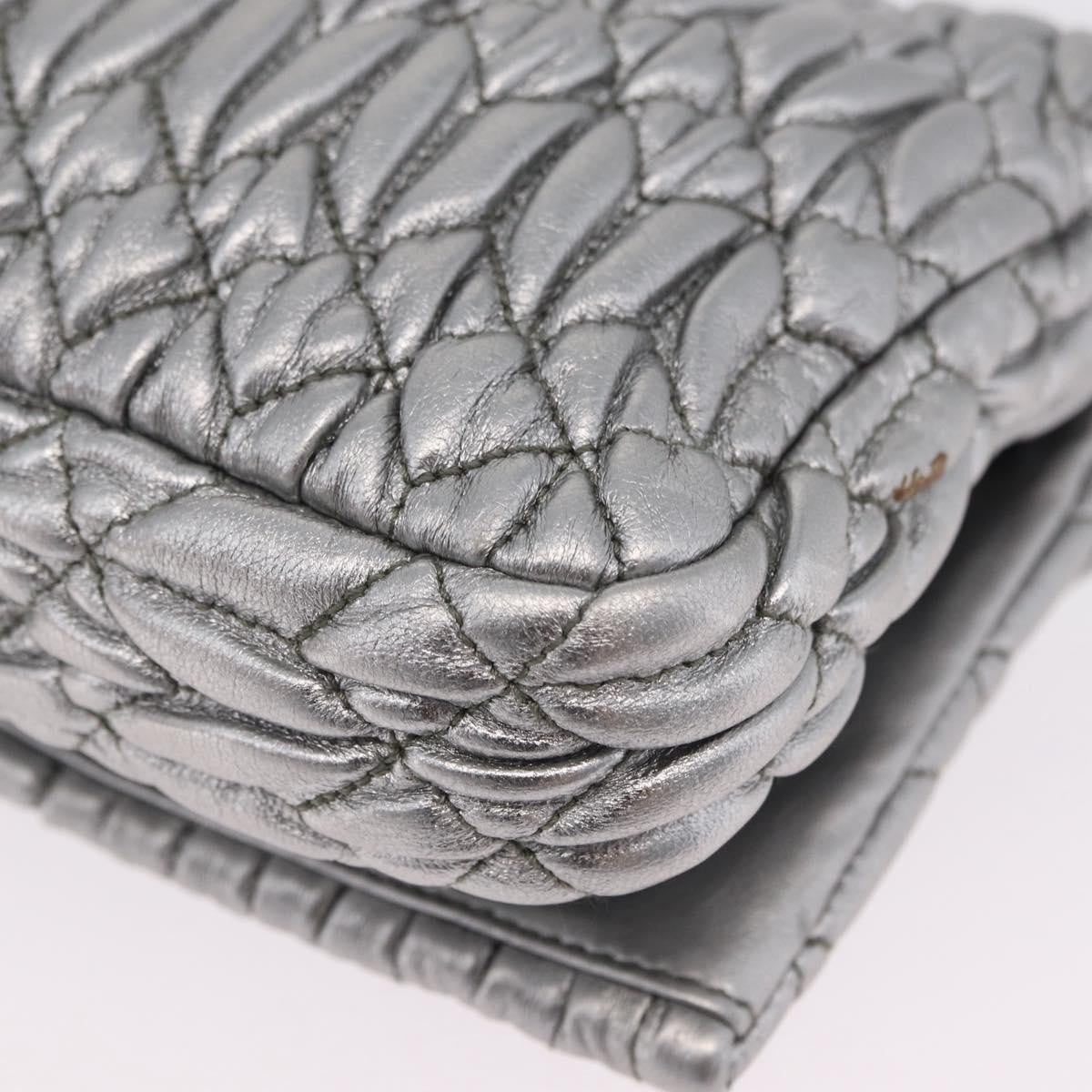 Miu Miu Crystal Clutch Matelasse Leather Silver Leather Clutche & Pouche Bag (Pre-Owned)