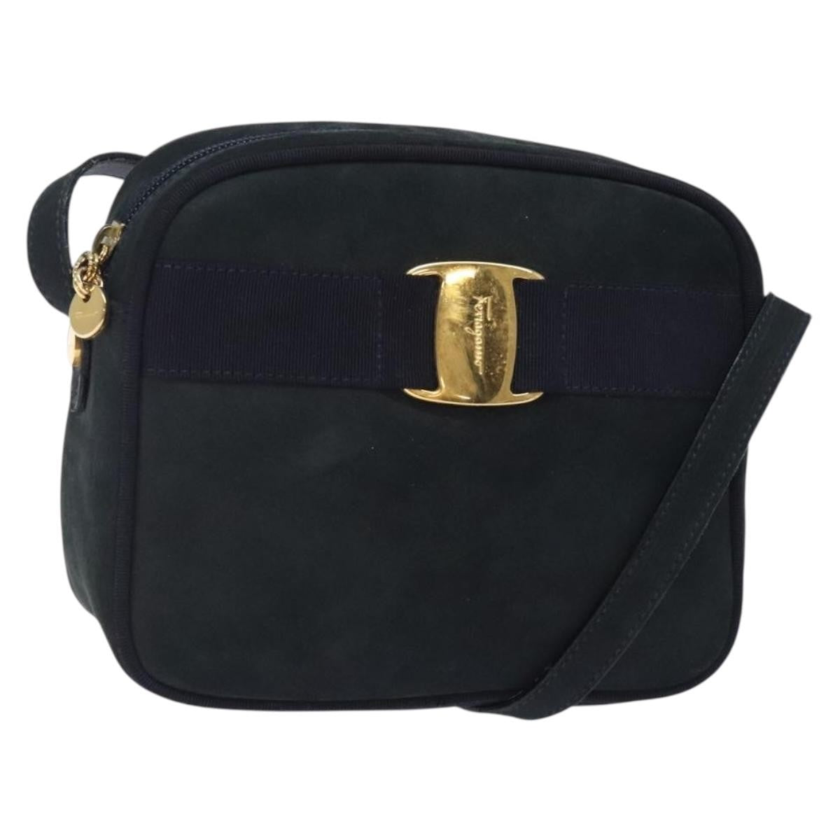 Salvatore Ferragamo Vala Suede Navy Suede Shoulder Bag Bag (Pre-Owned)