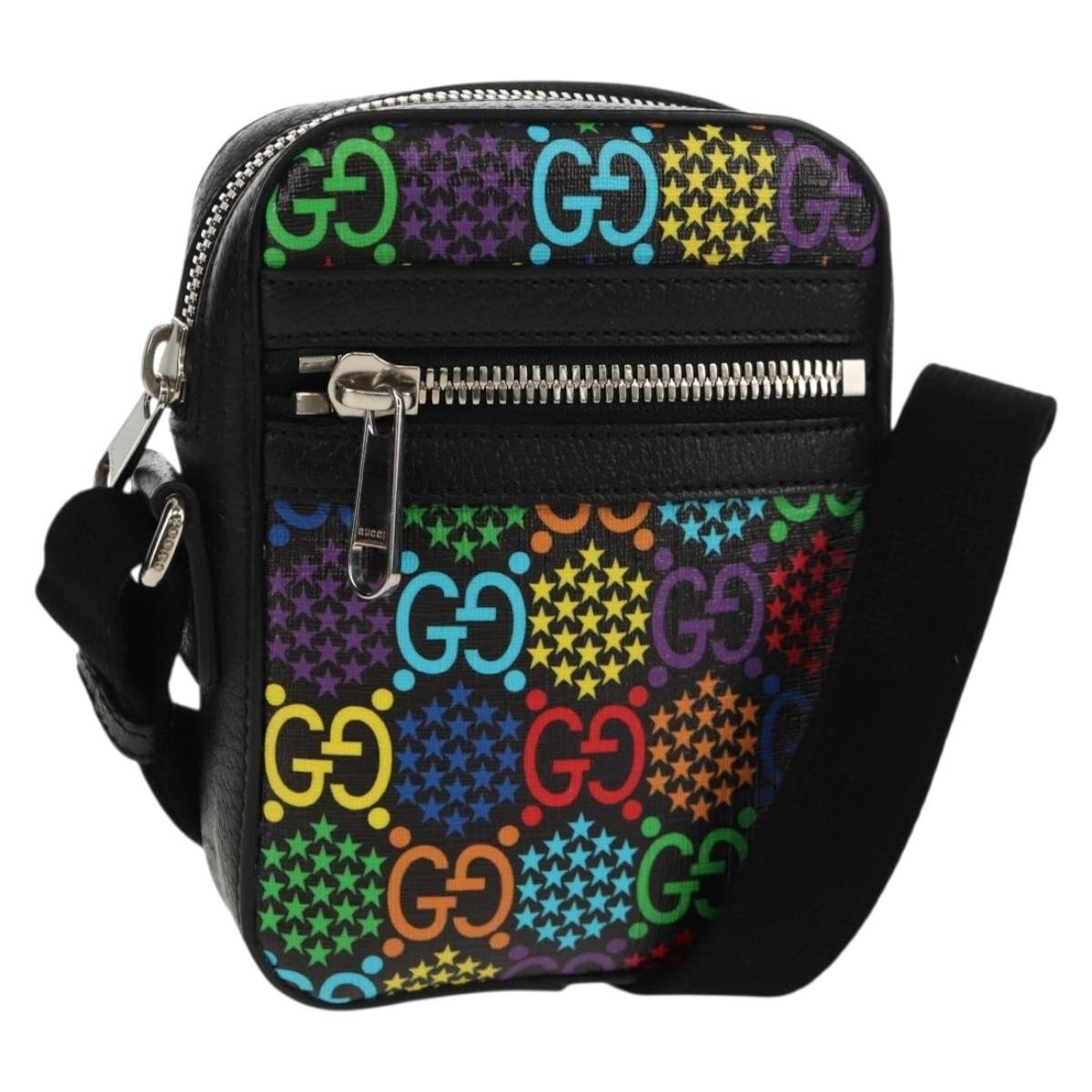 Gucci Front Zip Messenger Psychedelic Print Gg Coated Canvas Multicolour Canvas Shoulder Bag Bag (Pre-Owned)