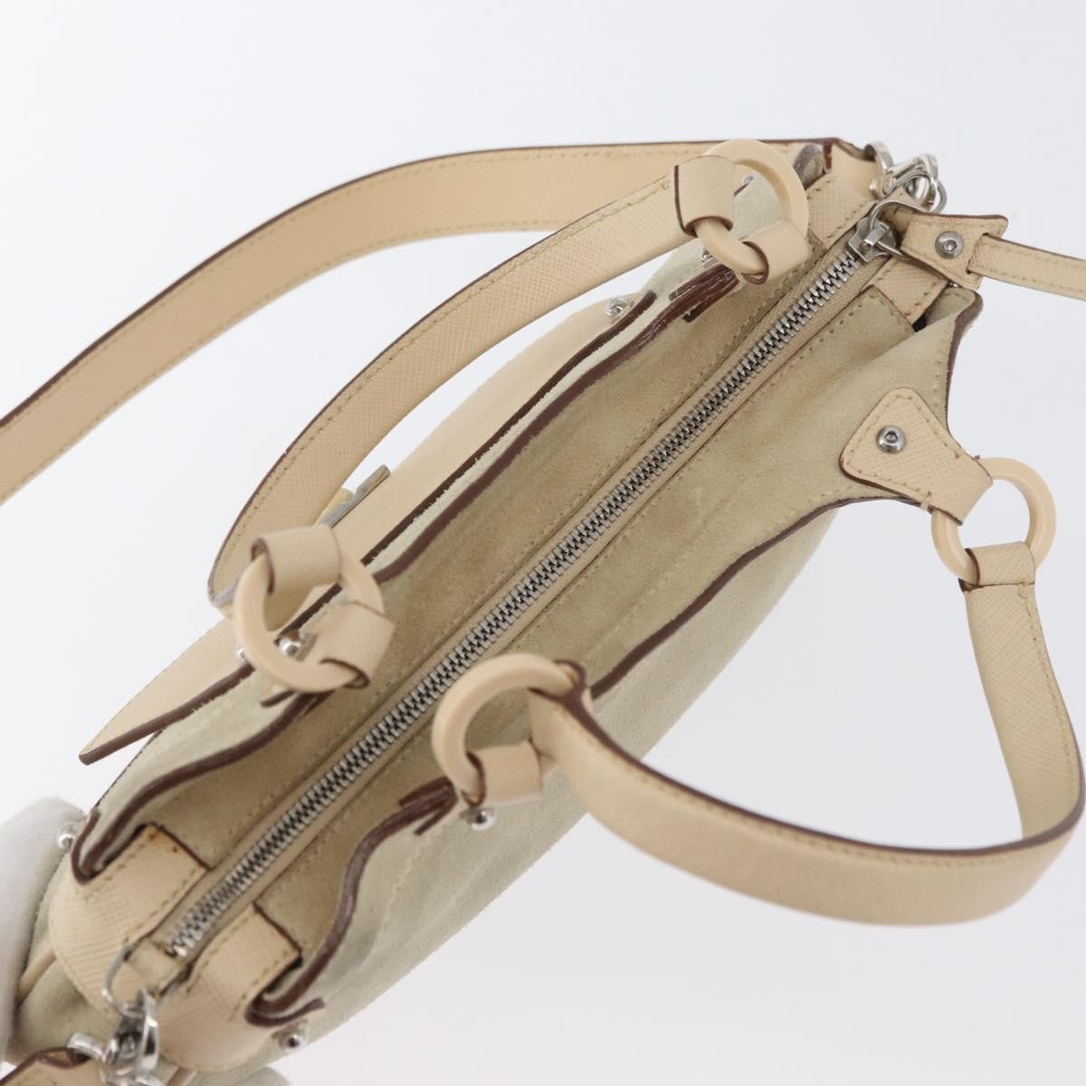 Salvatore Ferragamo Gancini Suede Beige Suede Handbag (Pre-Owned)