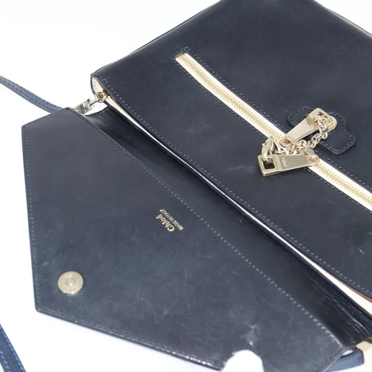 Chloe Sally Leather Navy Leather Shoulder Bag Bag (Pre-Owned)