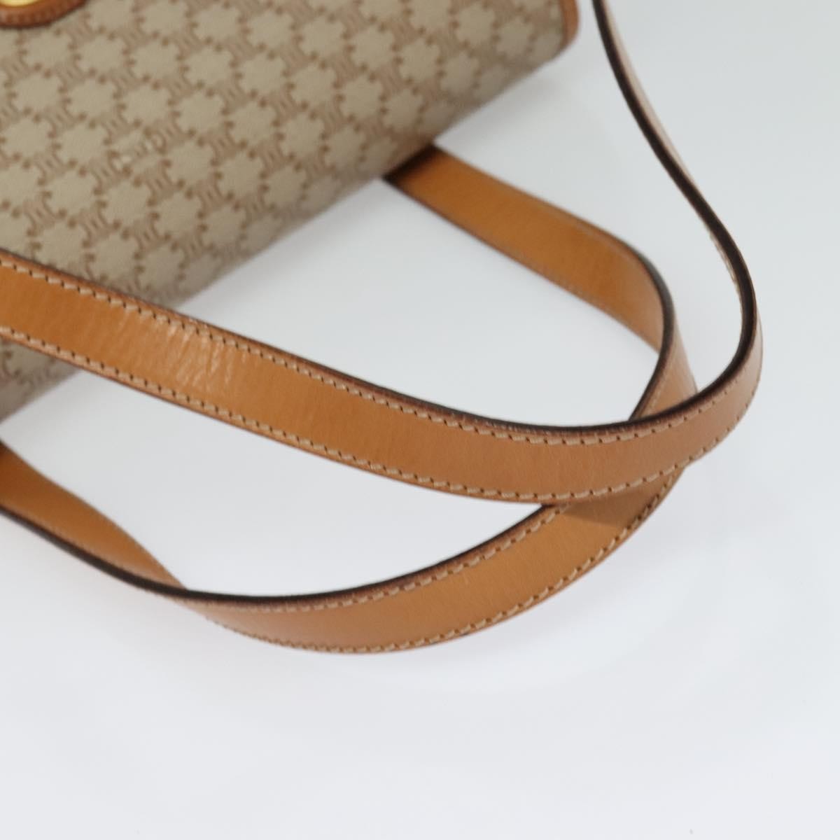 Celine Vintage Macadam Canvas And Leather Beige Canvas Handbag (Pre-Owned)