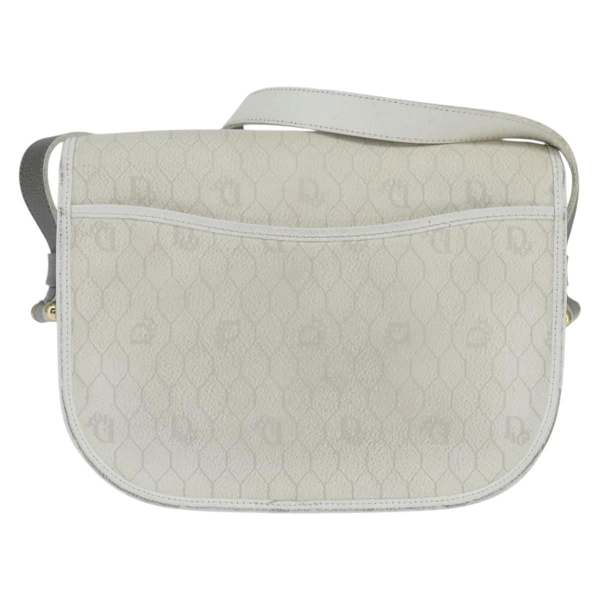 Christian Dior Vintage Honeycomb Flap Coated Canvas White Canvas Wallets Accessory (Pre-Owned)